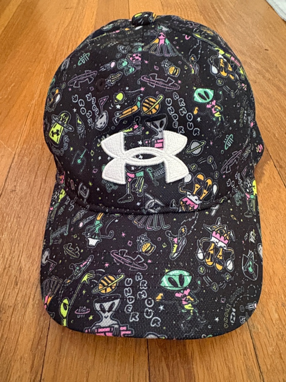 Under Armour Boys Black Cap with Neon Space Print